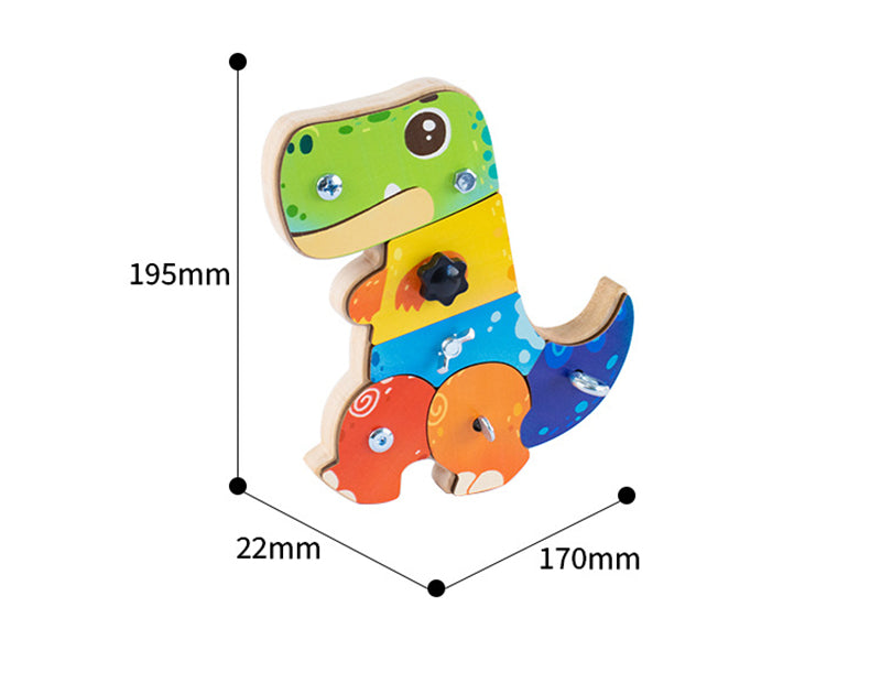 Hölzernes 3D Dino-Bauset – Pädagogisches STEM-Spielzeug, Bauen & Spielen, Motorische Entwicklung, ab 2 Jahren