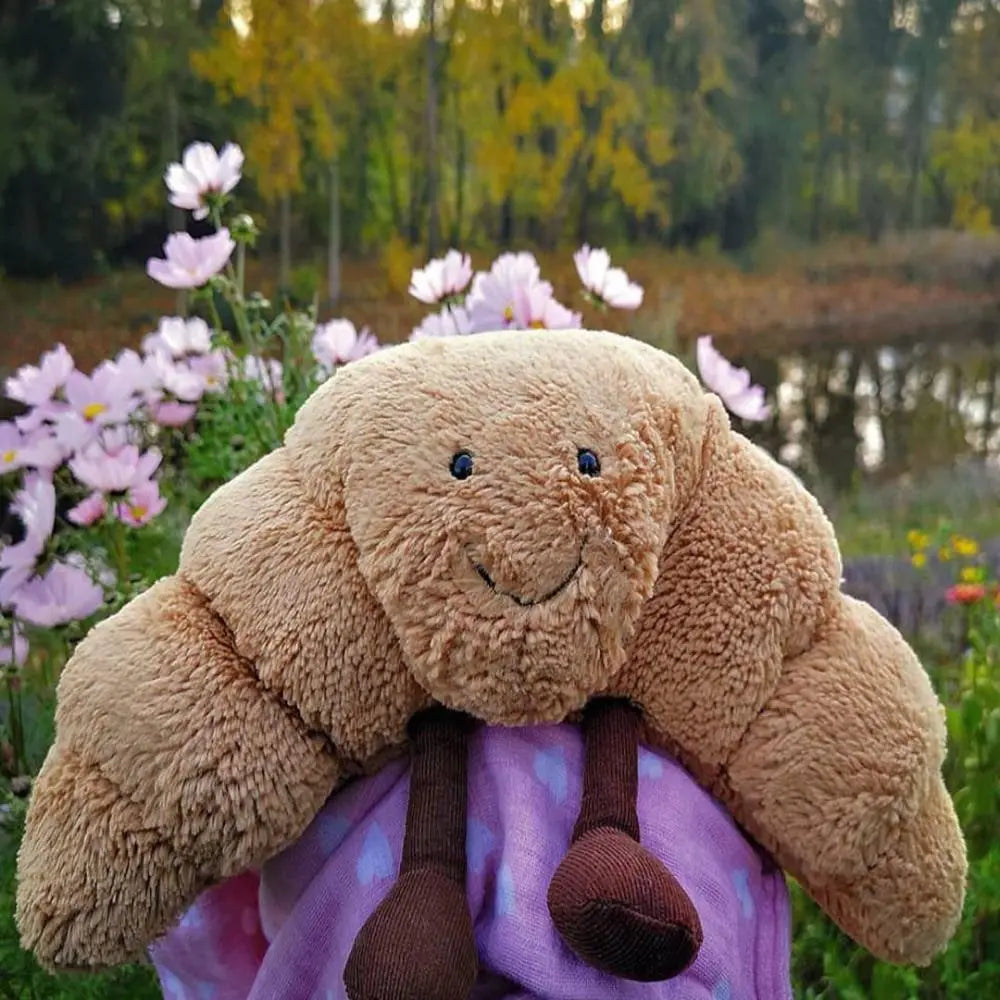 Lachendes Croissant Kuschelkissen – Weiches Plüschkissen für Kinder und Erwachsene