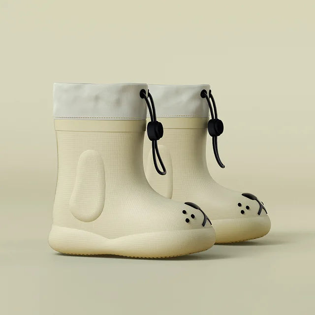 Gummistiefel mit Hundegesicht an der Spitze – wasserdichtes PVC, rutschfeste Sohle | Kinderstiefel