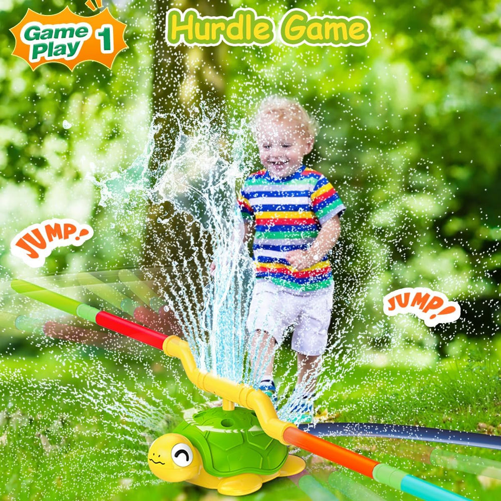 AquaTurtle 3-in-1 Wasserspielzeug – Springball, Ringwurfspiel & Wasserrakete | Wiederaufladbares Outdoorspielzeug | Wassersprinkler-Schildkröte für Kinder ab 3 Jahren