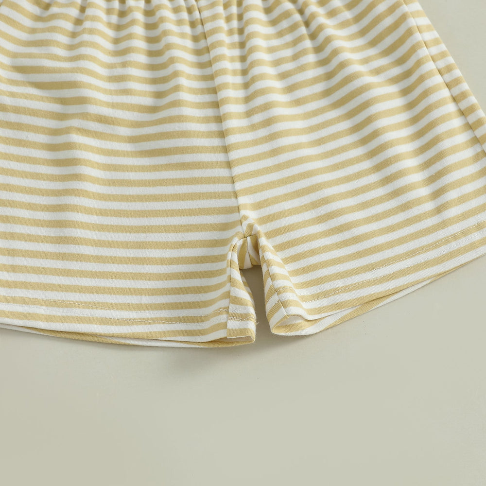 JungleJump Sommer-Set Jungen | T-Shirt mit Äffchen & Gestreifte Shorts | Baumwolle & Polyester | 6 Monate–4 Jahre | Blau & Gelb