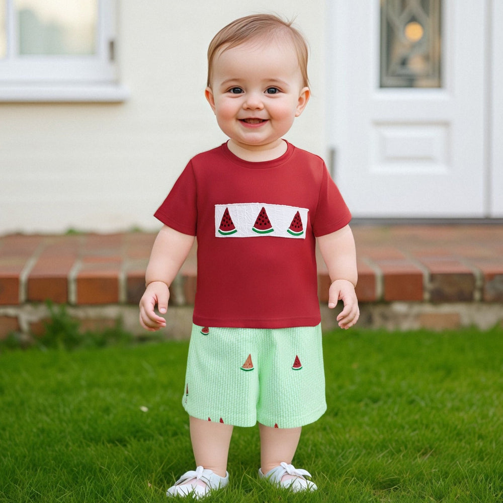 Watermelon Sommer-Set Baby & Kleinkind | Unisex T-Shirt & kurze Hose | Obstmuster Outfit 6 Monate–4 Jahre | Baumwolle & Polyester