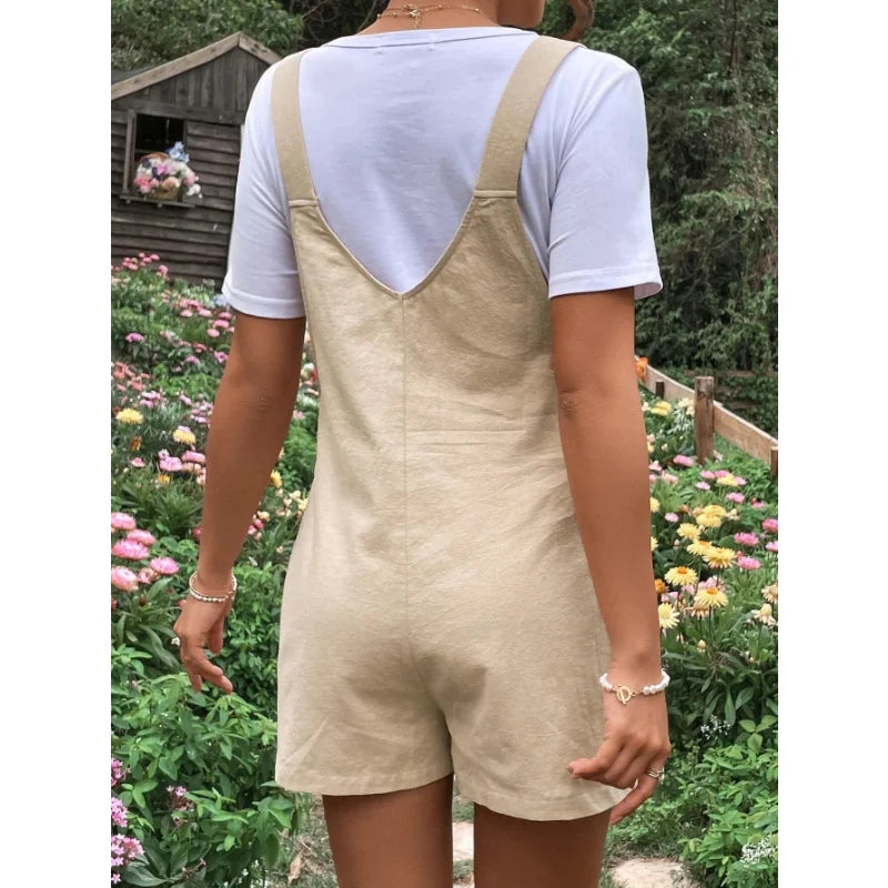 Umstands Overall Kurze Latzhose aus Baumwolle – Luftige Sommer-Positiekleidung – Bequem für Schwangere (S–XL)