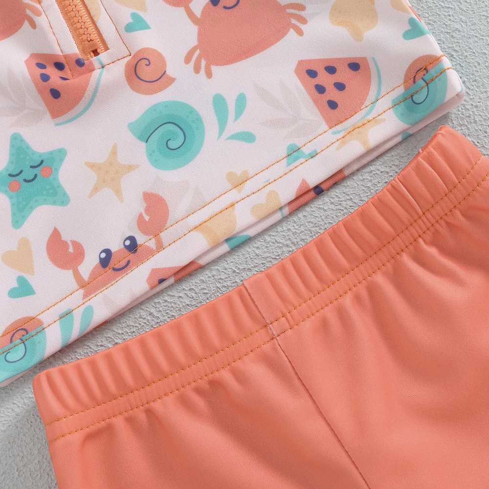 SunnySplash Bade-Set für Kinder | T-Shirt, Hose & Sonnenhut | UV-Schutz | Dinosaurier & Krabben | 0-3 Jahre