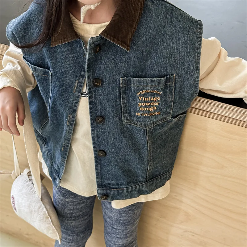 Kinder-Jeansweste – Denim Bodywarmer Ärmellos – Vintage Look (9 Monate–6 Jahre)