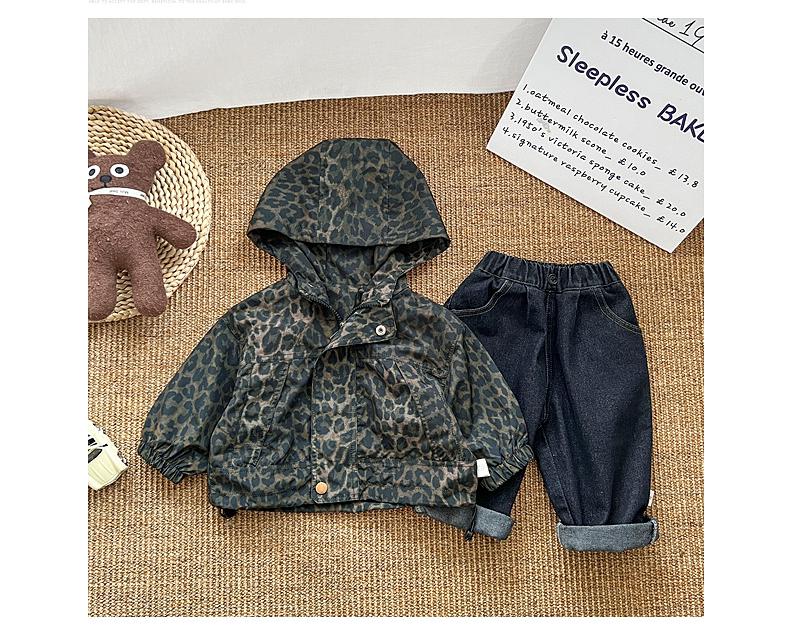 Windjas met Luipaard print en Capuchon - Savanna Meisjes, Bruin/Zwart, Polyester, Maat 0-5 Jaar-More For Mini