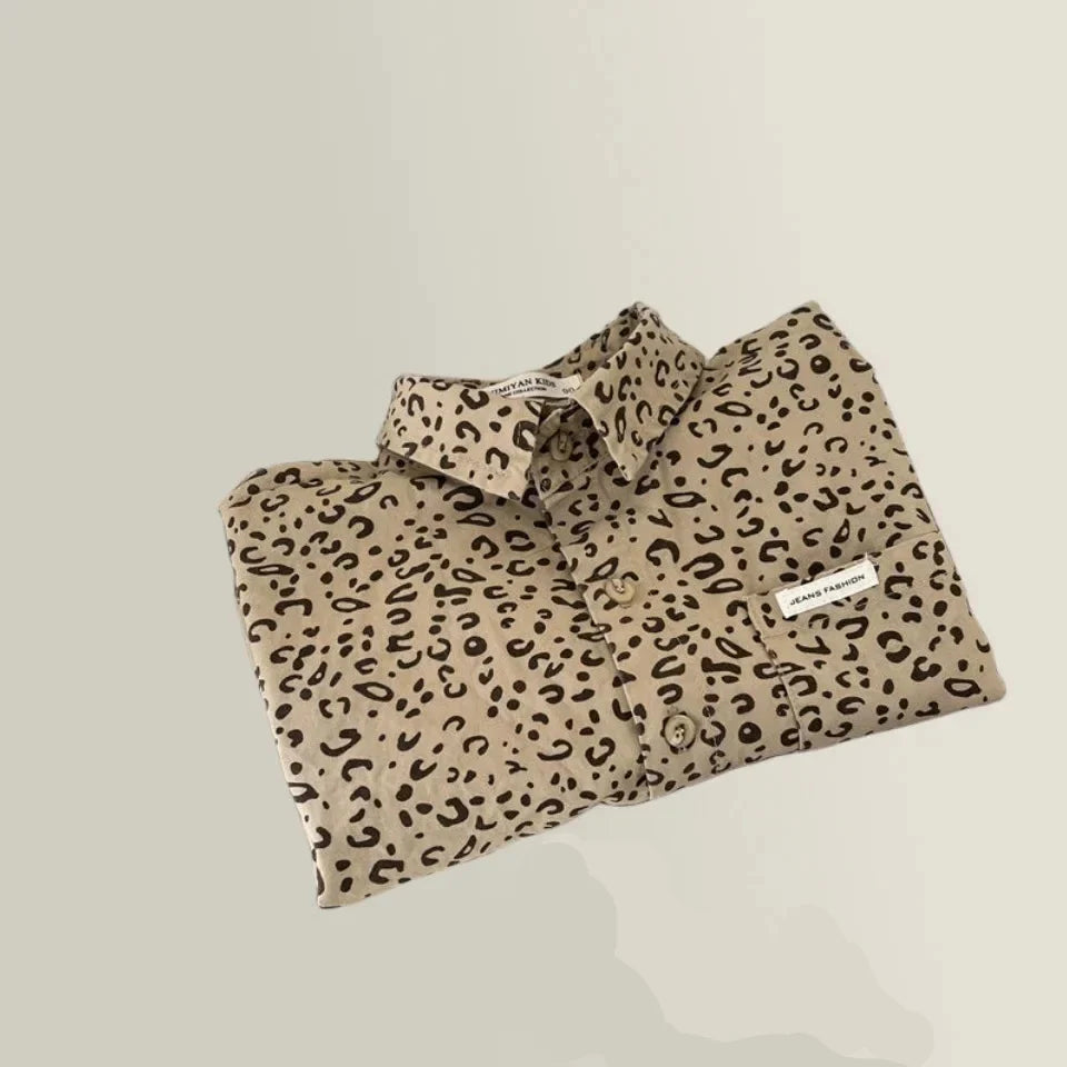LeopardStyle Kinderhemd Unisex | Leopard-Print Shirt aus Baumwolle | 2–10 Jahre | Cool & Atmungsaktiv | Casual Kinderbluse