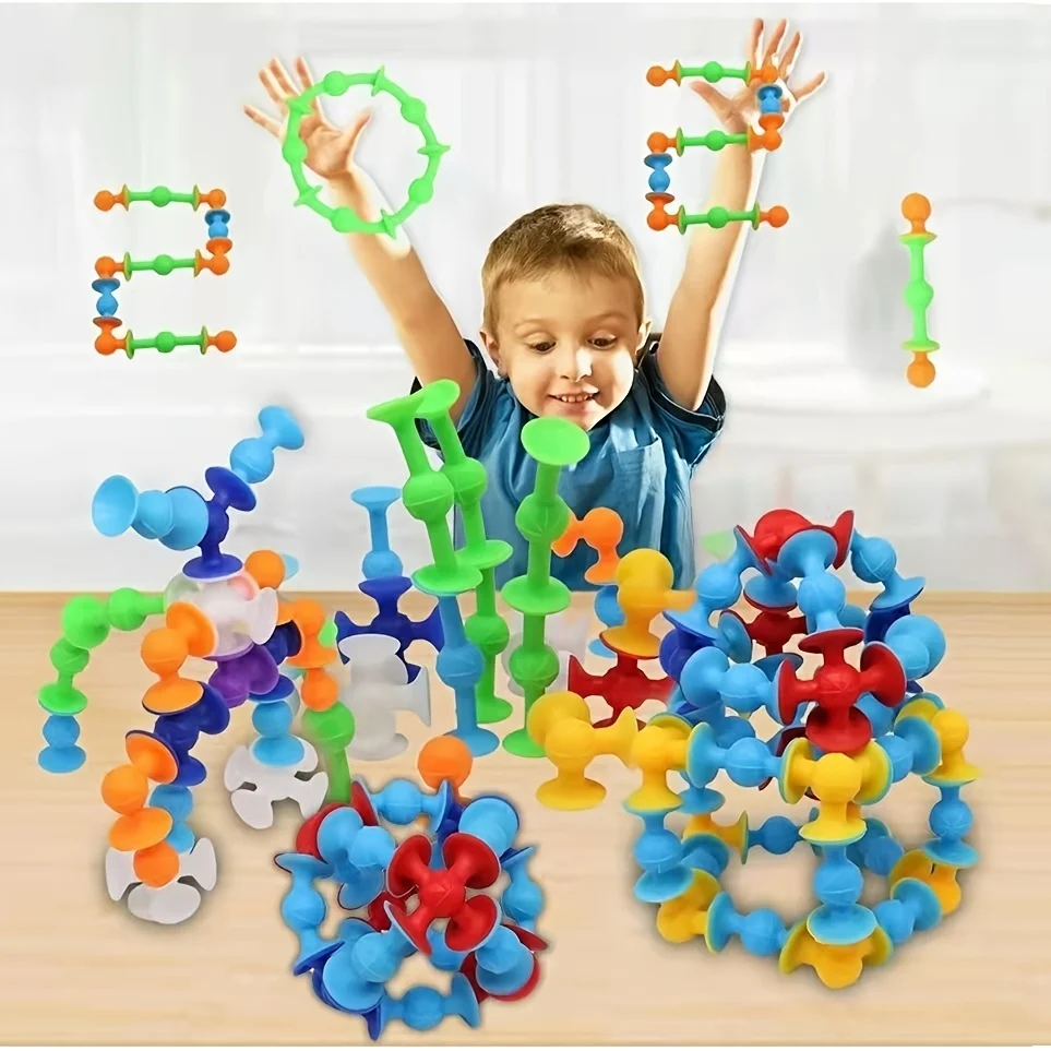 CleverPlay Saugspielzeug – Pädagogisches Bau & Konstruktionsspielzeug für Kinder