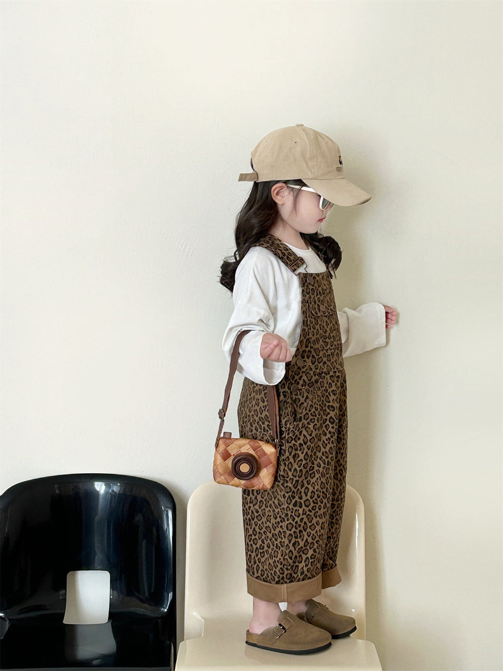 Tuinbroek met Luipaardprint - Bissau Meisjes, Bruin, Katoen, Maat 1-7 Jaar-More For Mini