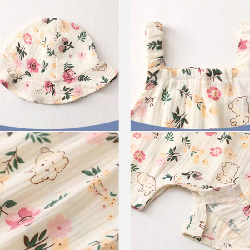 Ärmelloser Babystrampler mit Sonnenhütchen – Leicht & Bequem für warmes Wetter | Für 1–24 Monate