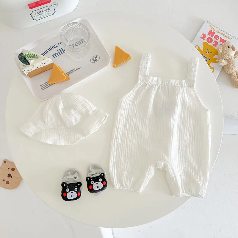 Baby Bear Set – Atmungsaktiver Sommer-Body mit Sonnenhütchen für Babys 3–24 Monate