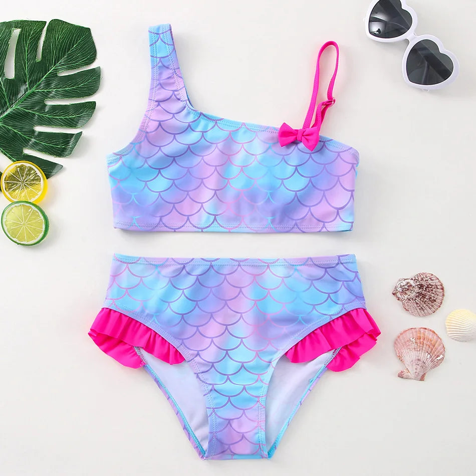 Mädchen Tankini Badeanzug Meerjungfrauen-Print – Sommer Strandkleidung | 3-12 J.