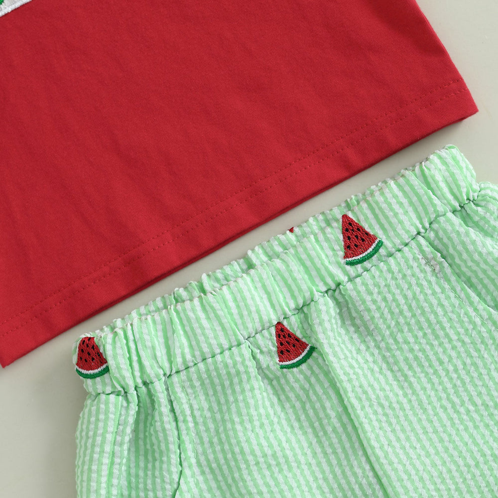 Watermelon Sommer-Set Baby & Kleinkind | Unisex T-Shirt & kurze Hose | Obstmuster Outfit 6 Monate–4 Jahre | Baumwolle & Polyester