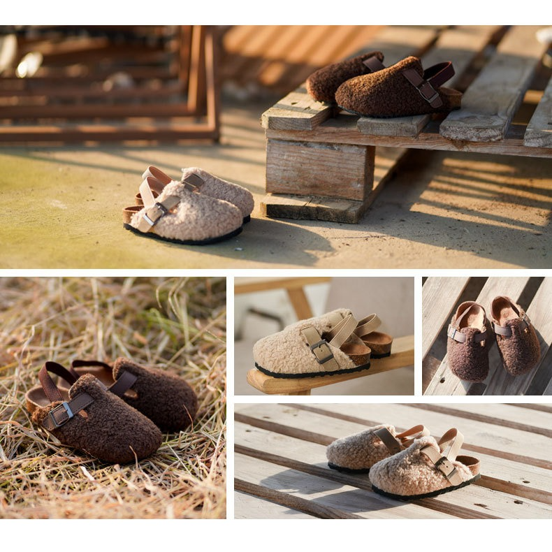 Instappers met Wol - Luanda Unisex, Beige/Bruin, Schapenvacht, Maat 20-34-More For Mini