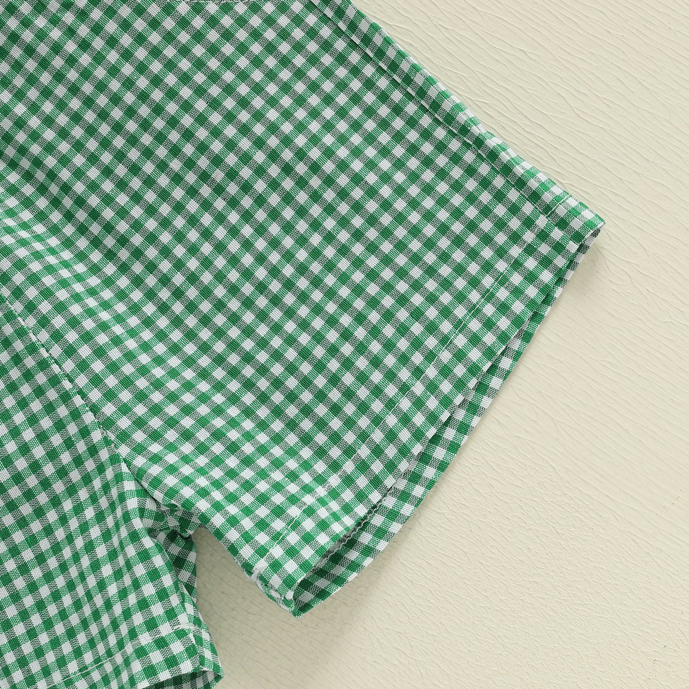 SailAway Sommer-Set Jungen | T-Shirt mit Segelboot & Grüner Karoshorts | Baumwolle & Polyester | 6 Mon.–4 Jahre | Sommer-Outfit für Kleinkinder