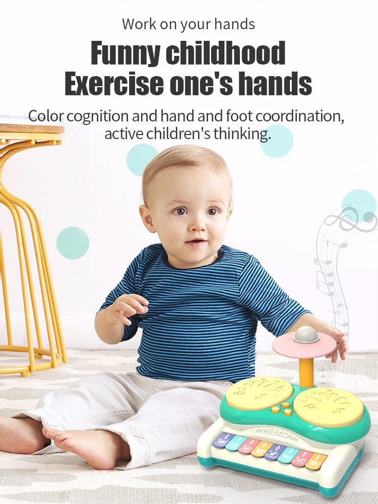 Kinderschlagzeug mit Licht & Sound – Pädagogisches Musikspielzeug für Baby & Kleinkind 1–5 Jahre