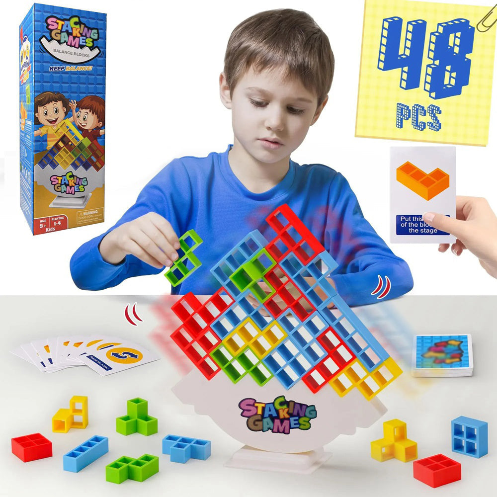 Montessori Balans Tetris Toren – Educatief Evenwichtsspel, BPA Vrij, 3+ Jaar-More For Mini