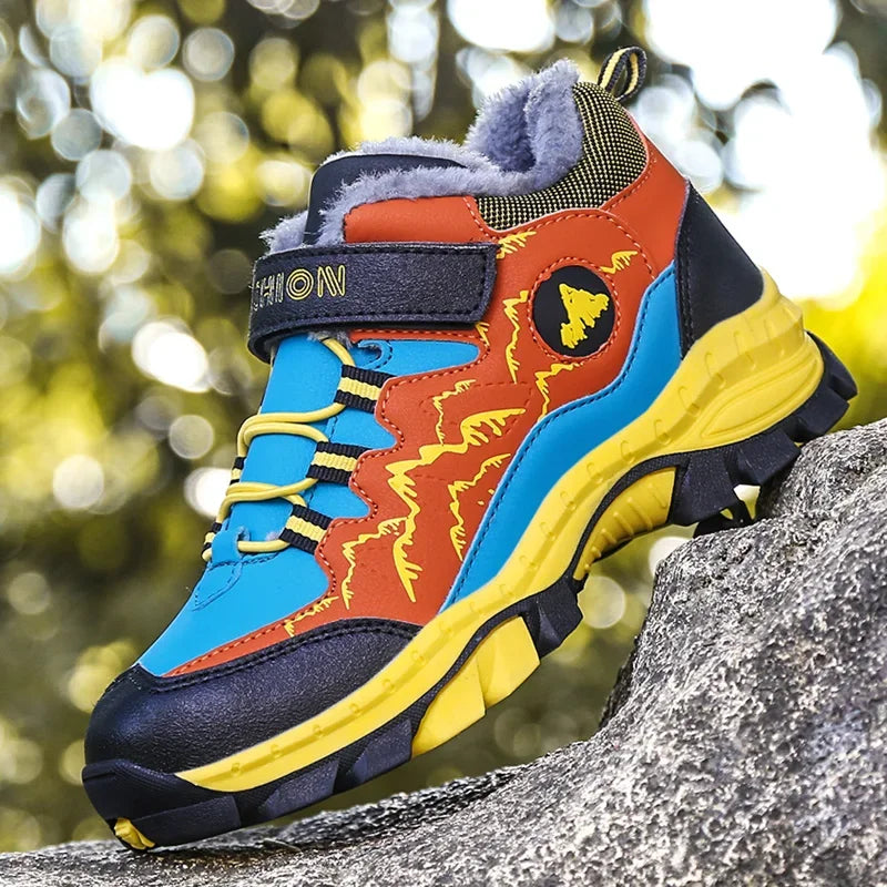 Wanderschuhe Kinder wasserdichtes Leder – gefüttert, rutschfeste Sohle, warm | Outdoorschuhe