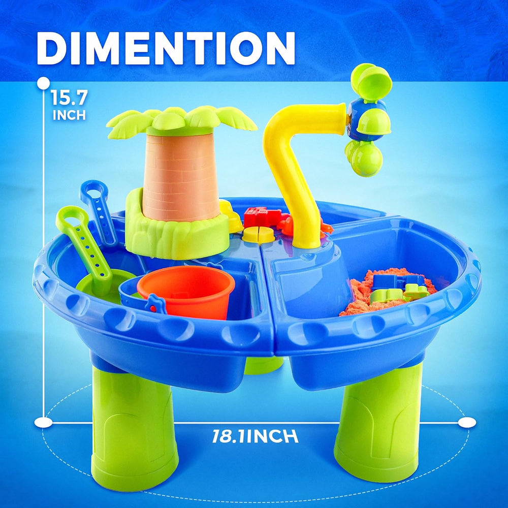 AquaPlayland 3-in-1 Sand- und Wassertisch für Kinder | Spieltisch mit Zubehör (2–6 Jahre)