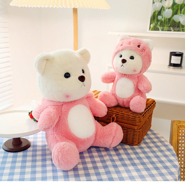 Plüsch-Teddybär 2-in-1 mit abnehmbarer Mütze – weiche Füllung, Handwäsche | Stofftier