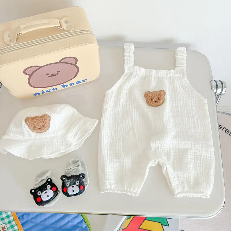 Baby Bear Set – Atmungsaktiver Sommer-Body mit Sonnenhütchen für Babys 3–24 Monate