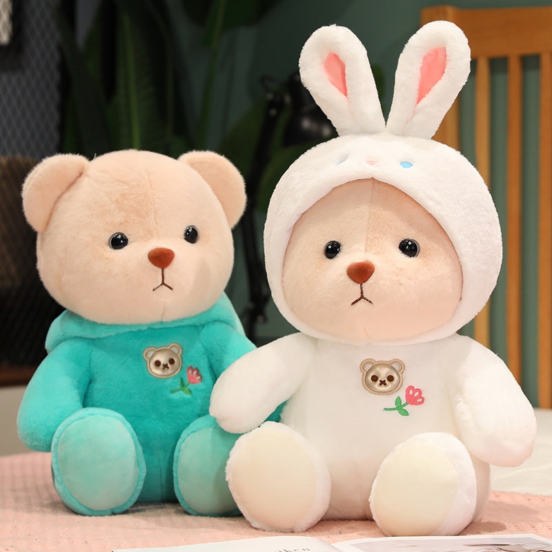 Plüsch-Teddybär 2-in-1 mit abnehmbarer Mütze – weiche Füllung, Handwäsche | Stofftier