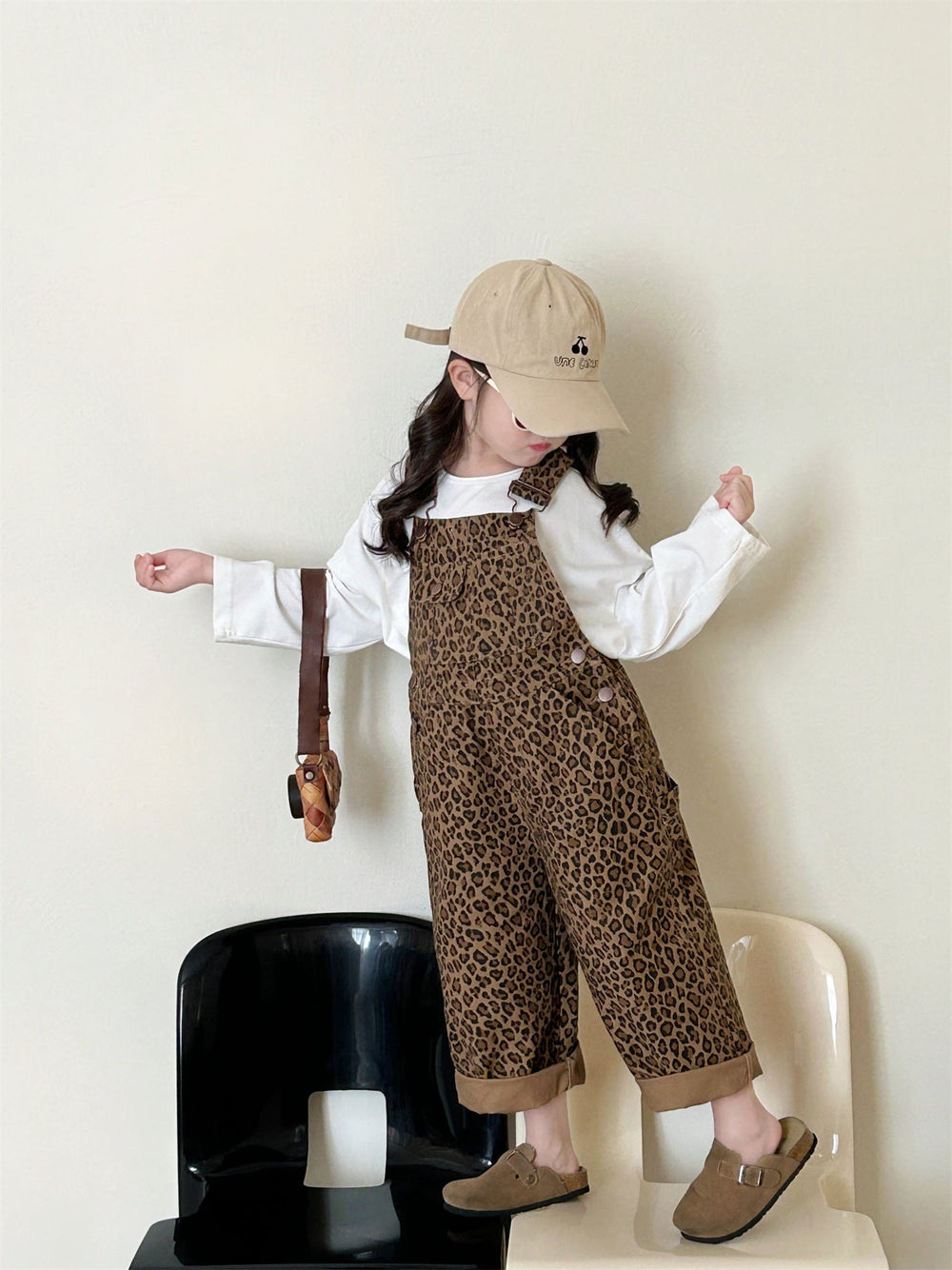 Tuinbroek met Luipaardprint - Bissau Meisjes, Bruin, Katoen, Maat 1-7 Jaar-More For Mini