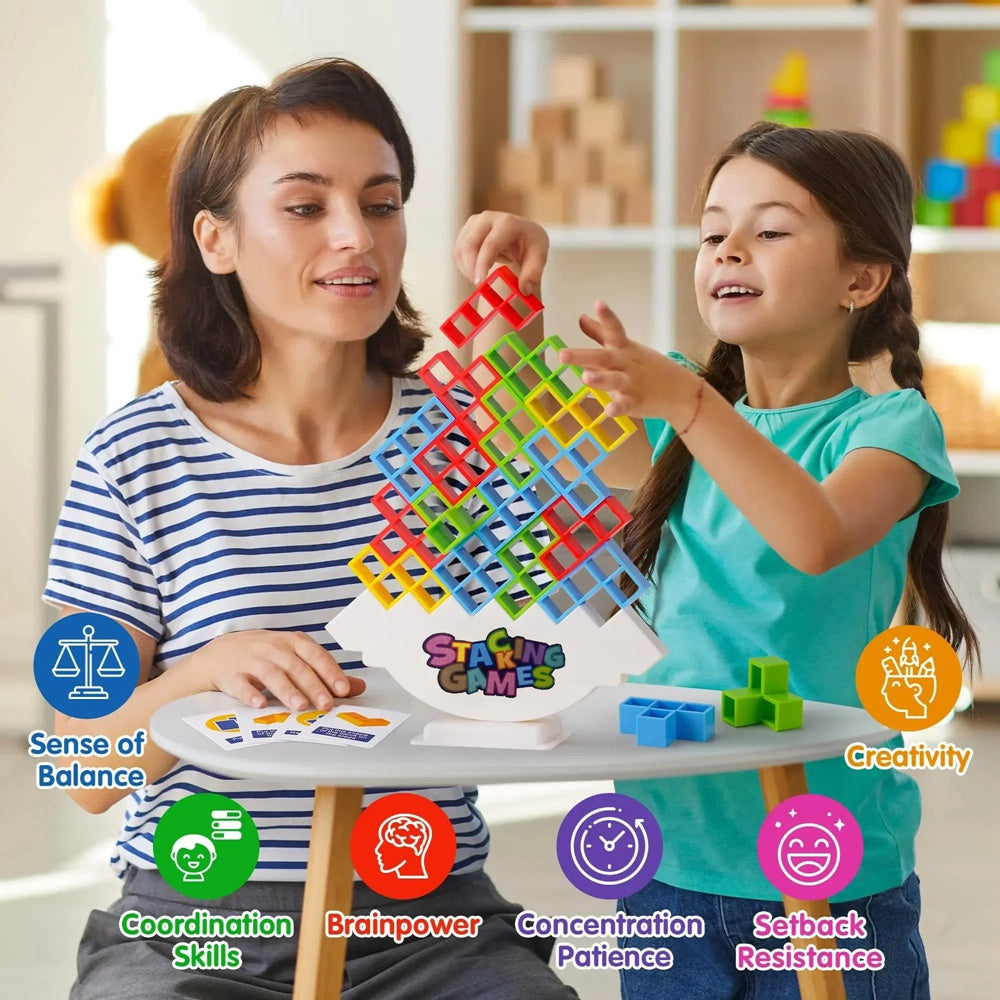 Montessori Balans Tetris Toren – Educatief Evenwichtsspel, BPA Vrij, 3+ Jaar-More For Mini