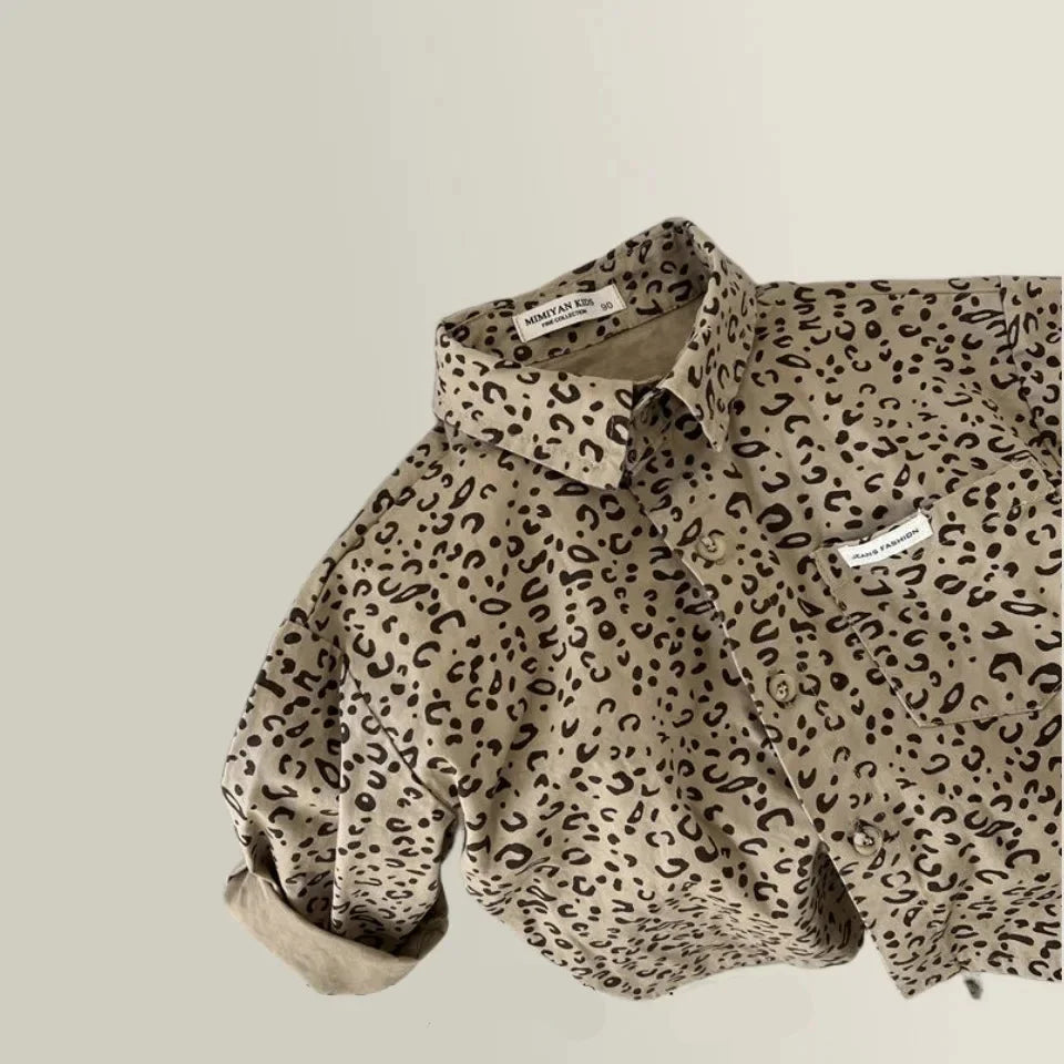 LeopardStyle Kinderhemd Unisex | Leopard-Print Shirt aus Baumwolle | 2–10 Jahre | Cool & Atmungsaktiv | Casual Kinderbluse