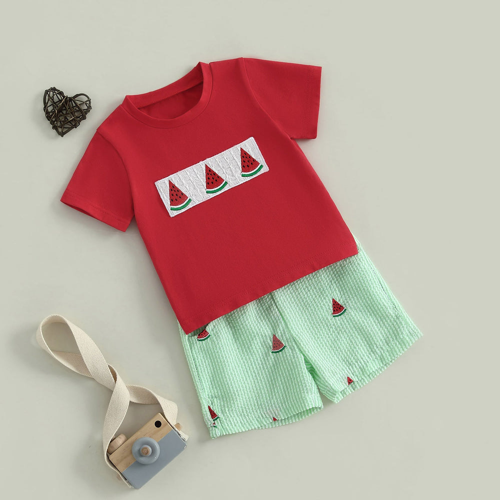 Watermelon Sommer-Set Baby & Kleinkind | Unisex T-Shirt & kurze Hose | Obstmuster Outfit 6 Monate–4 Jahre | Baumwolle & Polyester