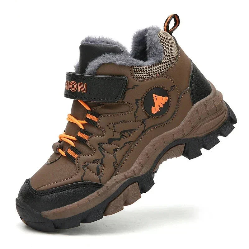 Wanderschuhe Kinder wasserdichtes Leder – gefüttert, rutschfeste Sohle, warm | Outdoorschuhe