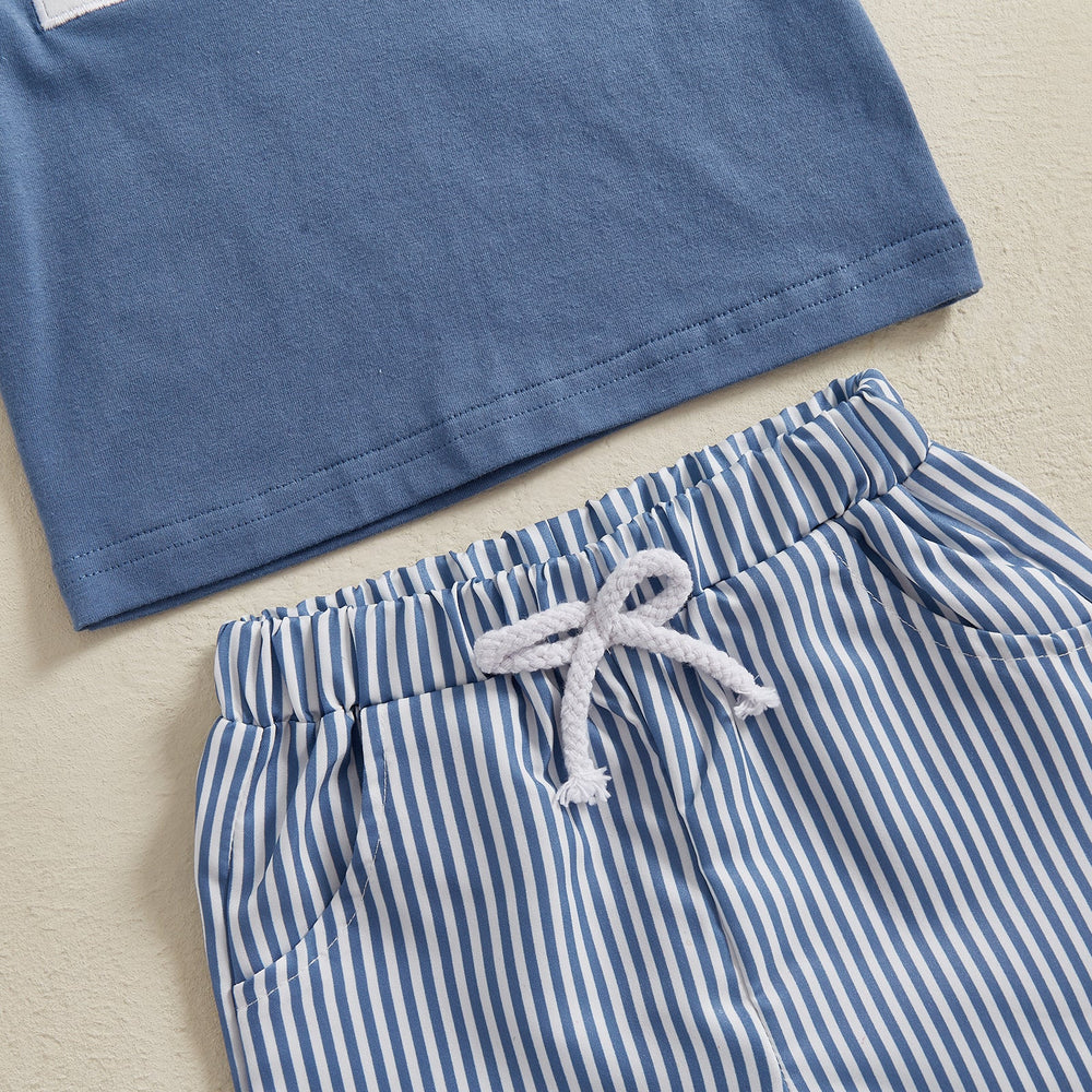 AdventurePrint Sommer-Set für Babys & Kleinkinder | Unisex T-Shirt & Gestreifte Shorts | Sommeroutfit 0–4 Jahre | Baumwolle & Polyester