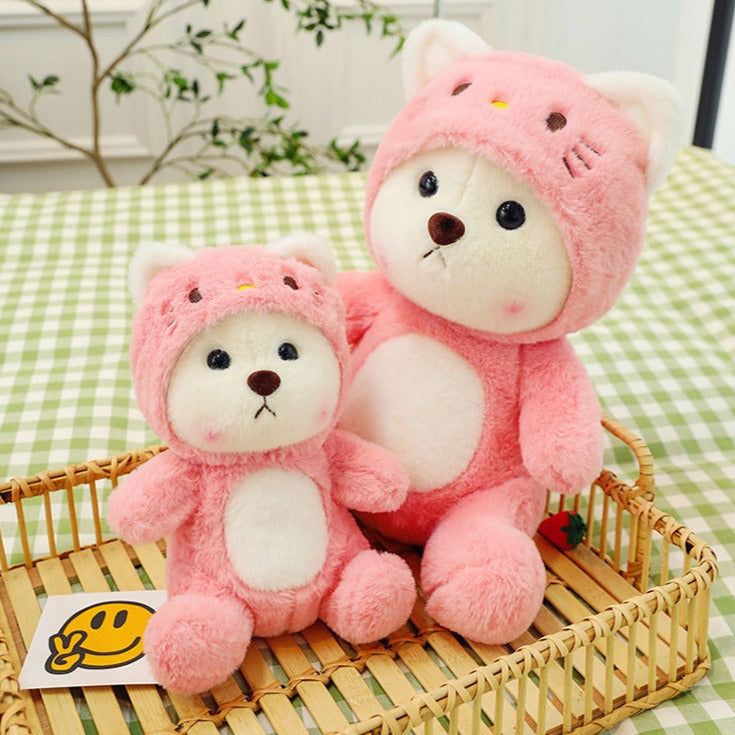 Plüsch-Teddybär 2-in-1 mit abnehmbarer Mütze – weiche Füllung, Handwäsche | Stofftier