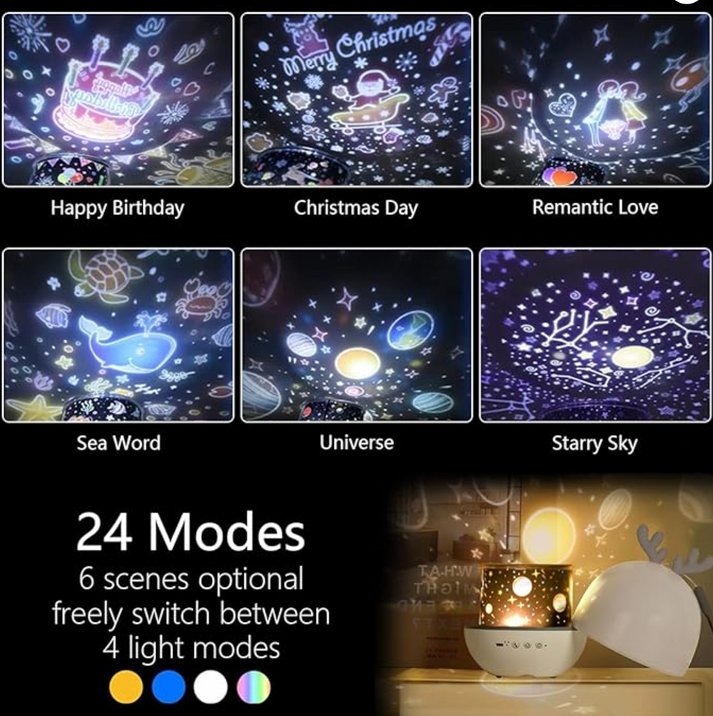 Beruhigende Sternen Nachtlampe für Babys, Kleinkinder & Kinder – Schlaflicht mit Projektor für einen erholsamen Schlaf