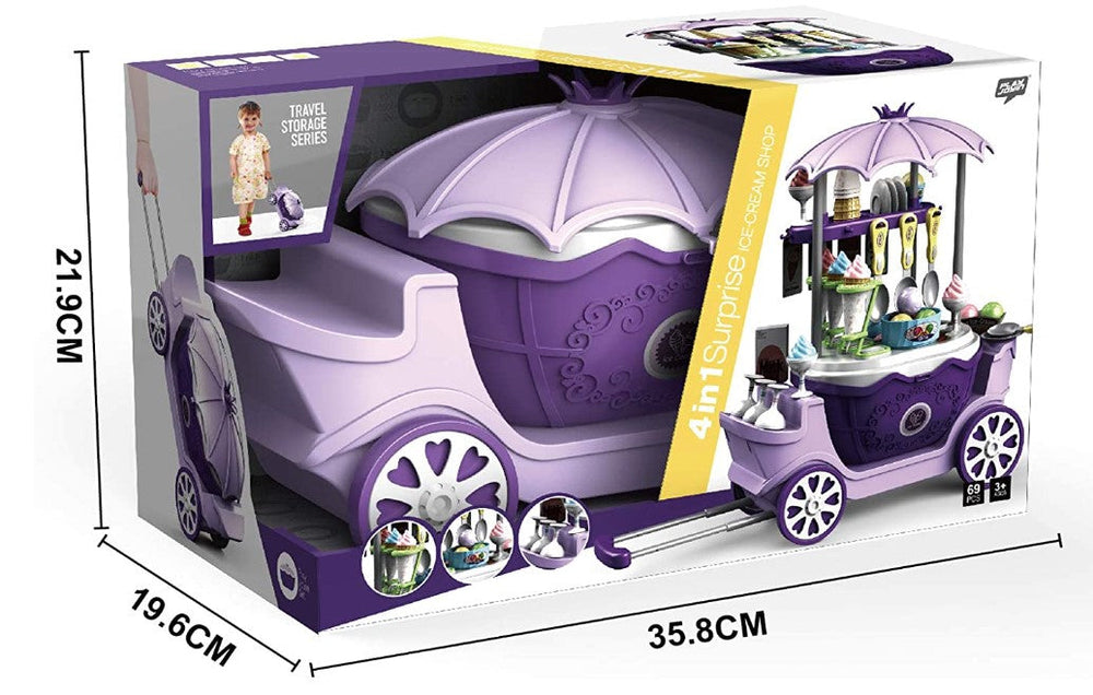 Eiswagen Spielkarre für Kinder – 69 Zubehörteile für kreatives Rollenspiel und Fantasie