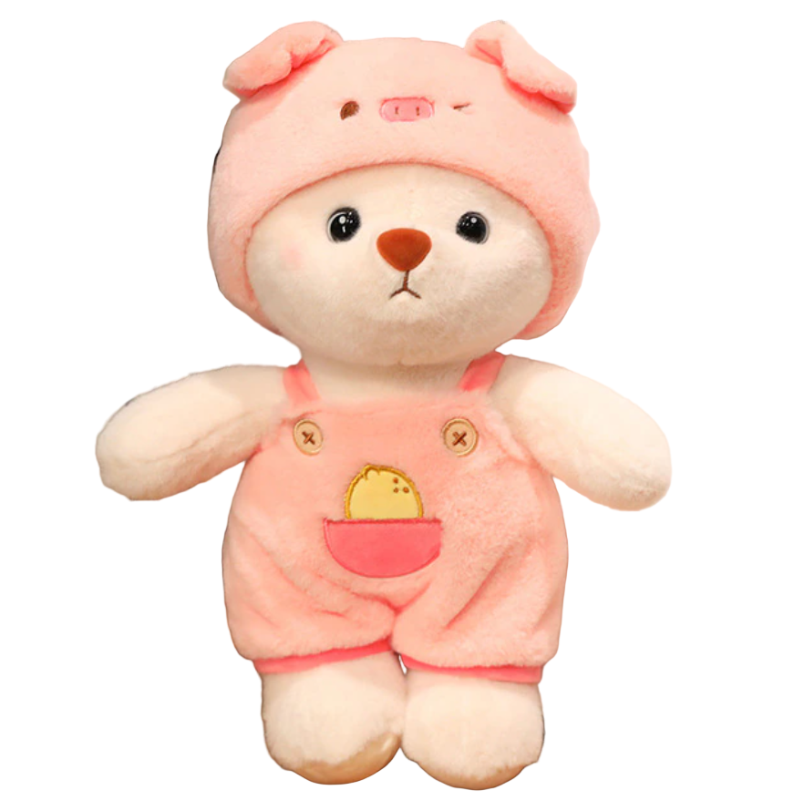 Plüsch-Teddybär 2-in-1 mit abnehmbarer Mütze – weiche Füllung, Handwäsche | Stofftier