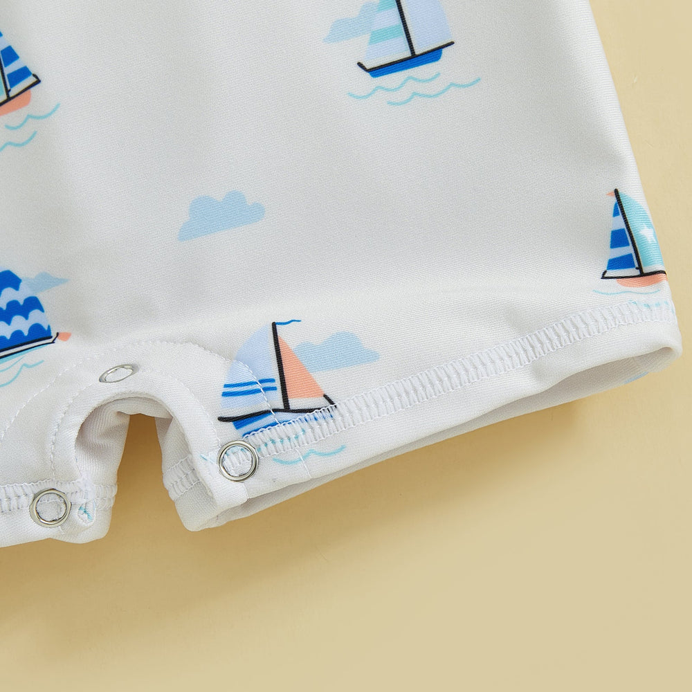 TurtlySafe Schwimmanzug für Babys & Kleinkinder | Lange Ärmel | UV-Schutz | Schildkröte, Palme oder Boot Print | 3 Monate–3 Jahre