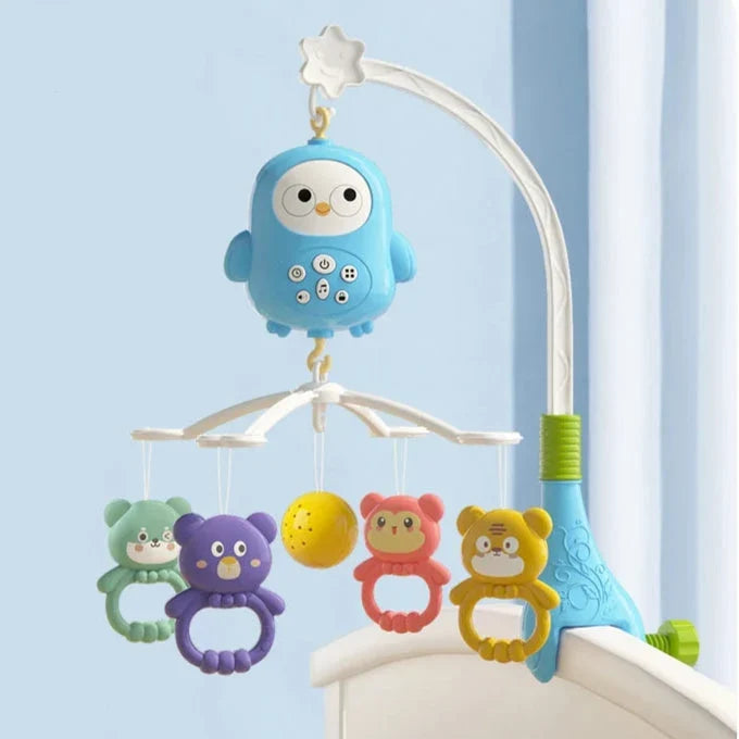 Musikmobile mit Eule und Anhängern – sanfte Melodien, Klemme fürs Babybett | Babymobile