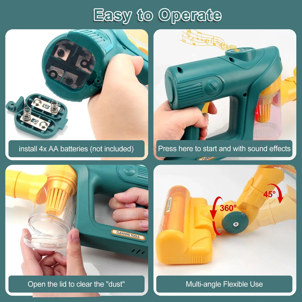 Spielstaubsauger für Kinder – Realistische Geräusche & Licht | Pädagogisches Rollenspiel