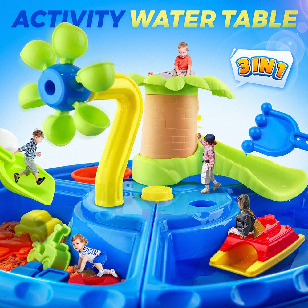 AquaPlayland 3-in-1 Sand- und Wassertisch für Kinder | Spieltisch mit Zubehör (2–6 Jahre)