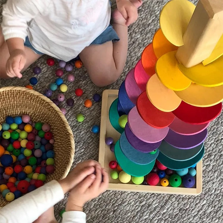 Hölzerner Musikbaum mit Kugeln – Pädagogisches Kugelbahnspielzeug für Kinder | MelodySprout 71cm