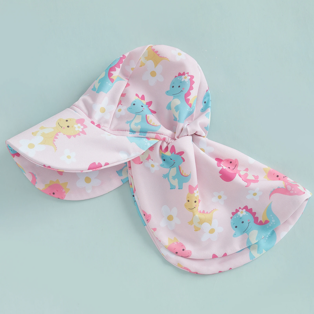 SweetWave Bade-Set für Mädchen | Langarm & Sonnenhut | UV-Schutz | Flamingo & Dino | 0-5 Jahre