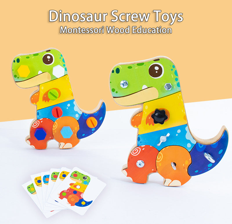 Hölzernes 3D Dino-Bauset – Pädagogisches STEM-Spielzeug, Bauen & Spielen, Motorische Entwicklung, ab 2 Jahren