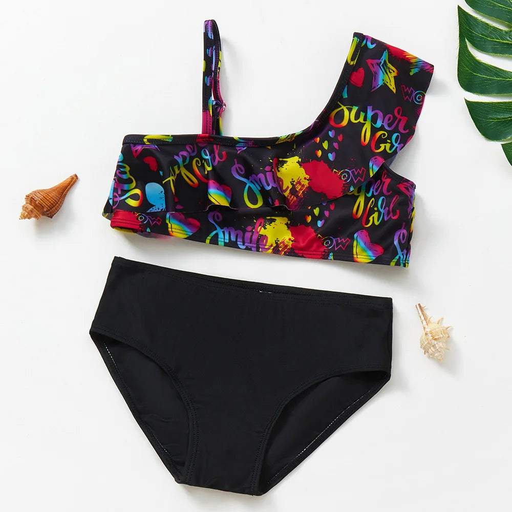 Mädchen Tankini Badeanzug Meerjungfrauen-Print – Sommer Strandkleidung | 3-12 J.