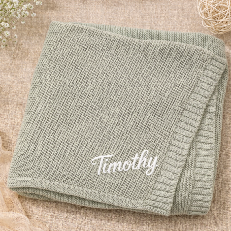 Personalisierte Babydecke mit Namen aus weicher Baumwolle