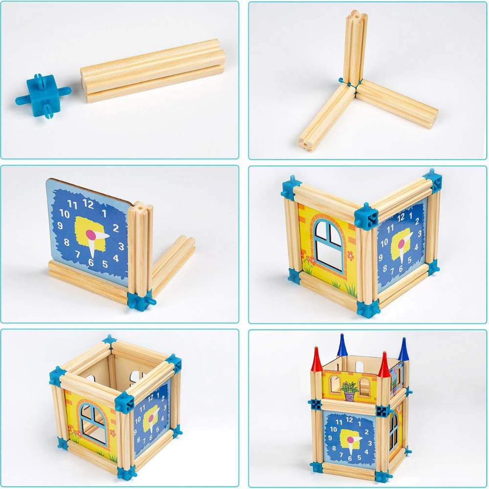 Holz Bauset für Kinder – Nachhaltiger Burgenbau mit Bausteinen | WoodWise Kreatives Spielzeug ab 3 Jahren