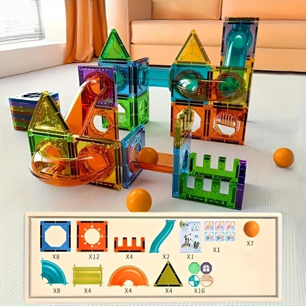 Magnetisches Bauspielzeug mit LED – 69 teiliges STEM-Bauset für Kinder | BrightTracks von NextPlay