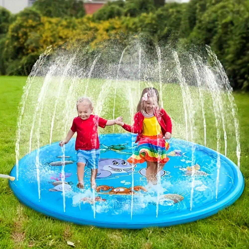 Springbrunnen Wasserspielmatte für Kinder – Outdoorspielzeug mit Wasserstrahlen – Perfekt für Sommer & Gartenfreude