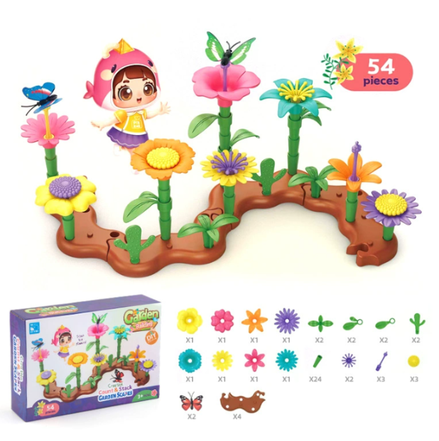 Montessori Blumengarten Spielset – Kreatives Lernspielzeug ab 3 Jahren