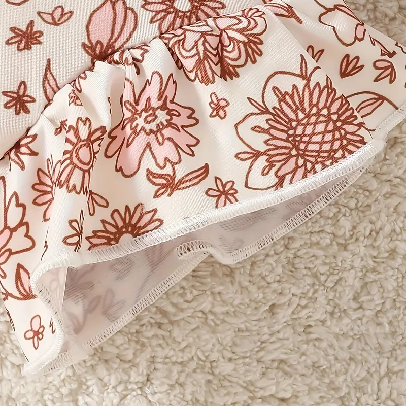 OceanBloom Kleinkind Badeanzug – Blumenmuster und Rüschen für Stilvolle Strandtage